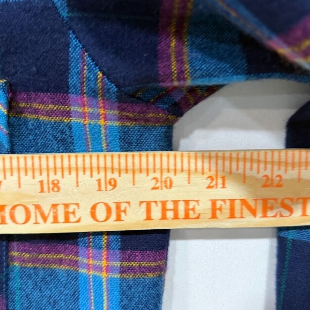 Backpacker Mens Plaid Flannel Shirt Navy Teal Magenta Button Down Small 14-14.5 - Picture 5 of 5